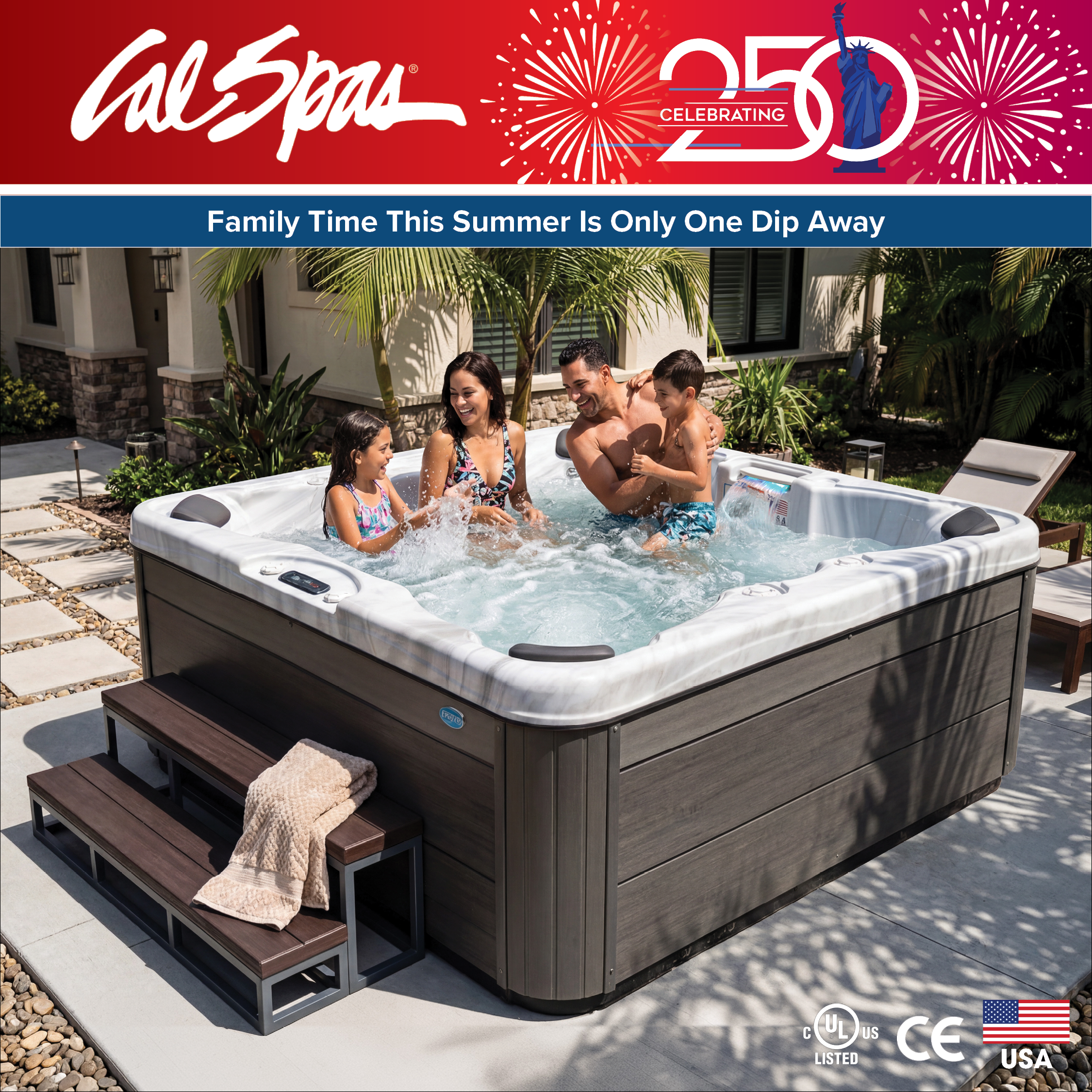 Calspas hot tub being used in a family setting - Whitby